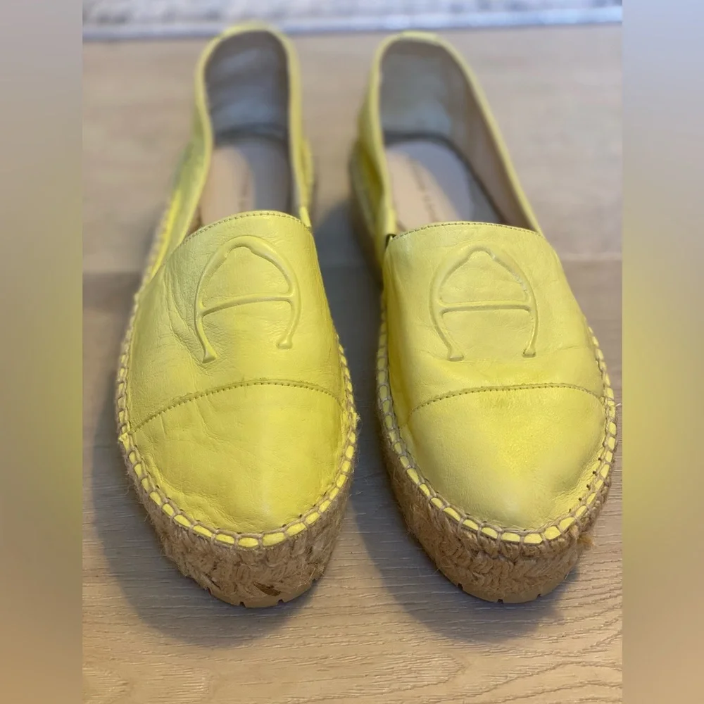 Etienne Aigner Wade Espadrille Loafers Sunflower Yellow Lamb Leather RARE - Sz 7 - Picture 5 of 6